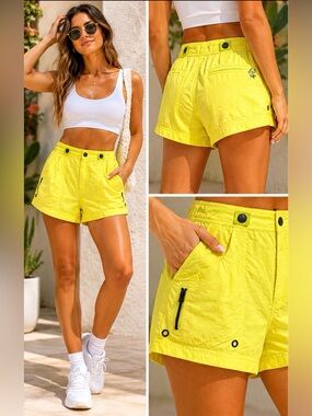 Free People Convertible Cargo shorts gorgeous neon yellow - Size Small - NWT
